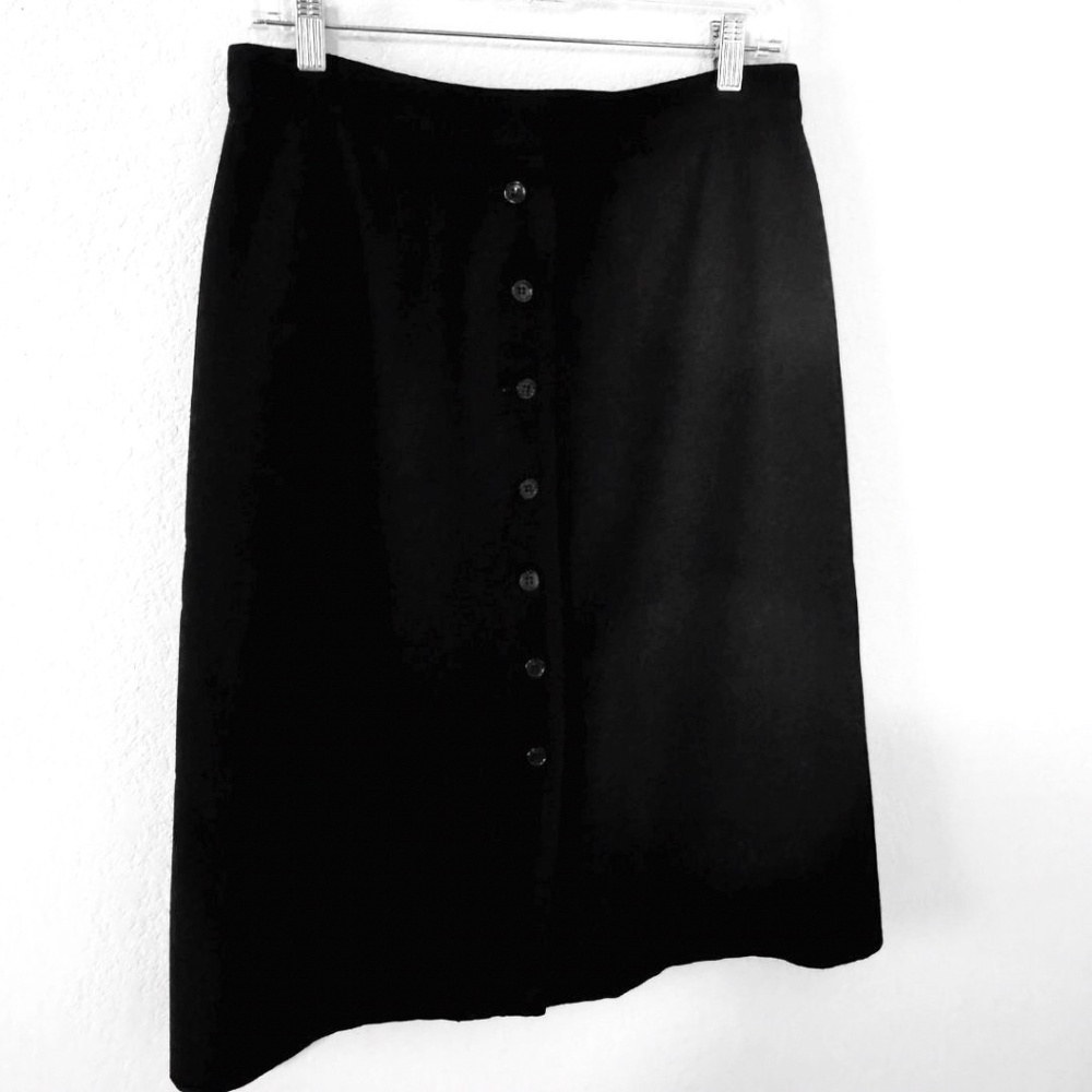 Vintage Evan Picone 70's Wool Midi Front Button Down Skirt